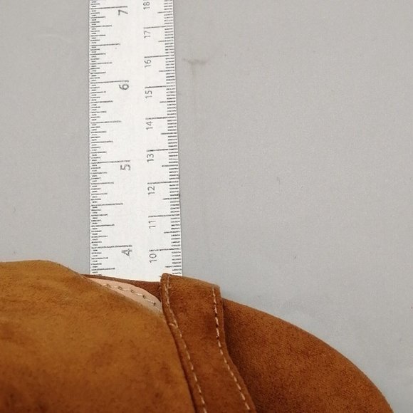 Express Womens Ankle Boot Mule Sandals Brown Faux Suede Side Zip High Heel 10 - Picture 6 of 9